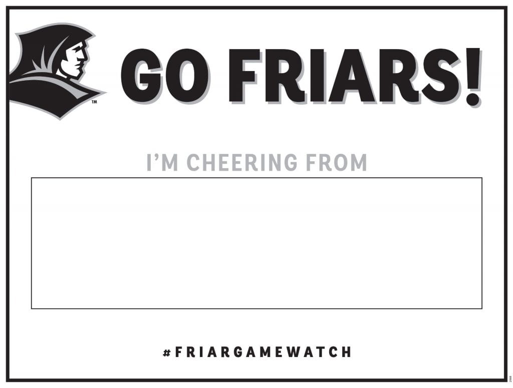 go friars - i am cheering from ... friar national game watch sign
