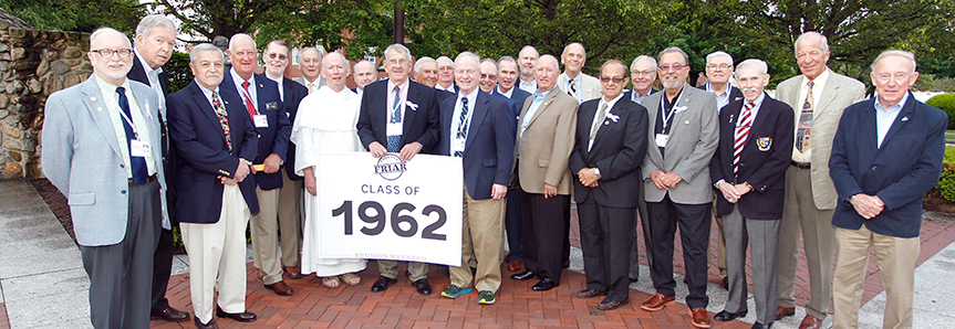 Alumni of the Class of 1962 with Father Shanley