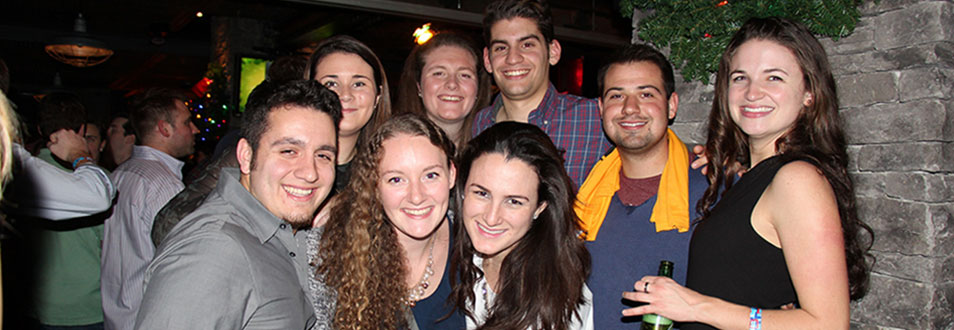 The New York Regional Alumni Club meeting at a bar