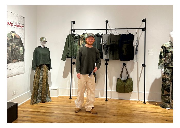 Brendan Greene with his clothing items from GreeneStone Studios
